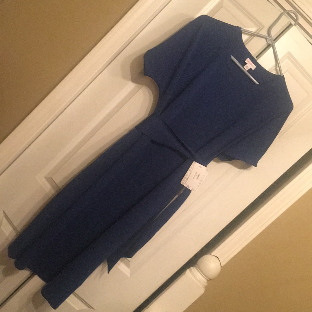 LulaRoe solid navy marly pockets dress